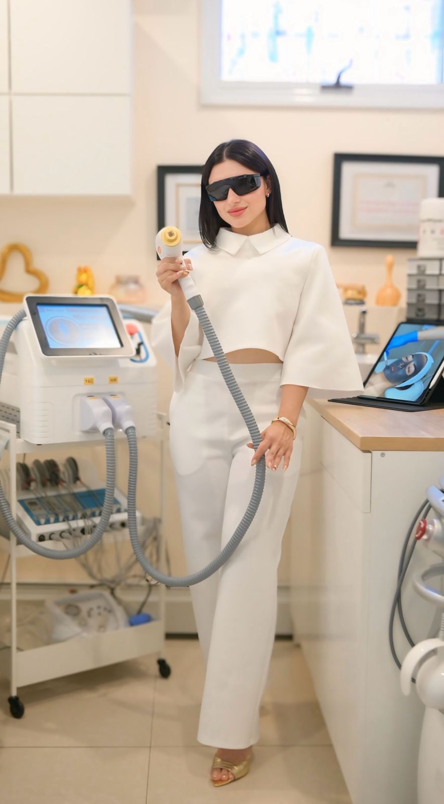 Patient during a laser hair removal treatment at NYC Skincare Studio